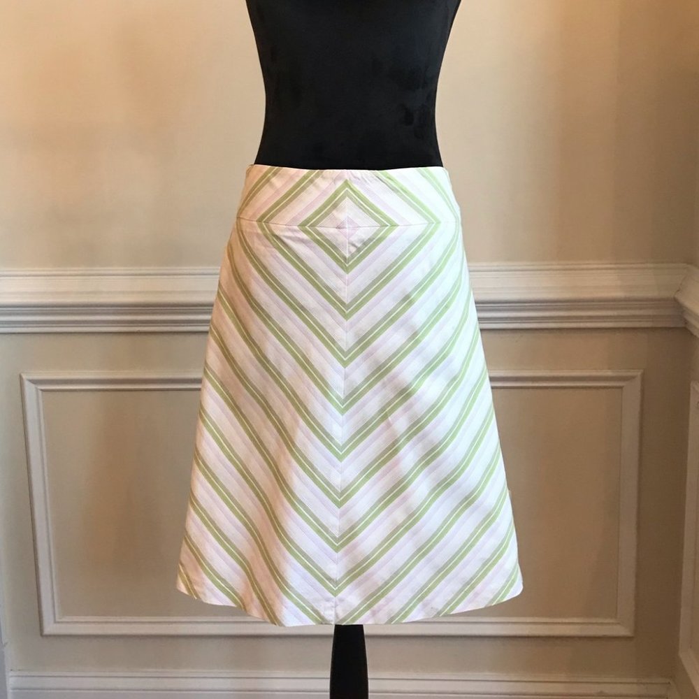 BANANA REPUBLIC Pink and Green A-Line Skirt